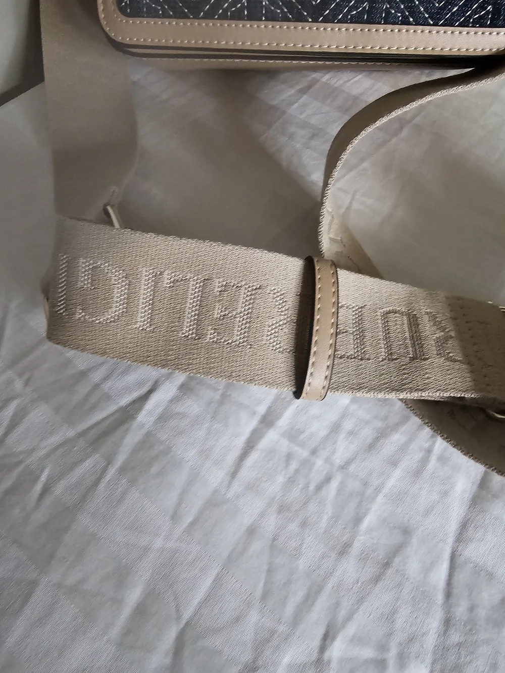 True Religion Denim Quilted Crossbody with Beige Trim